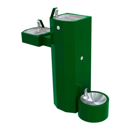 Acorn Controls Murdock Barrier Free Bi-Level Pedestal Mounted Outdoor Drinking Fountains W/ Pet Fountain GSM55-PF